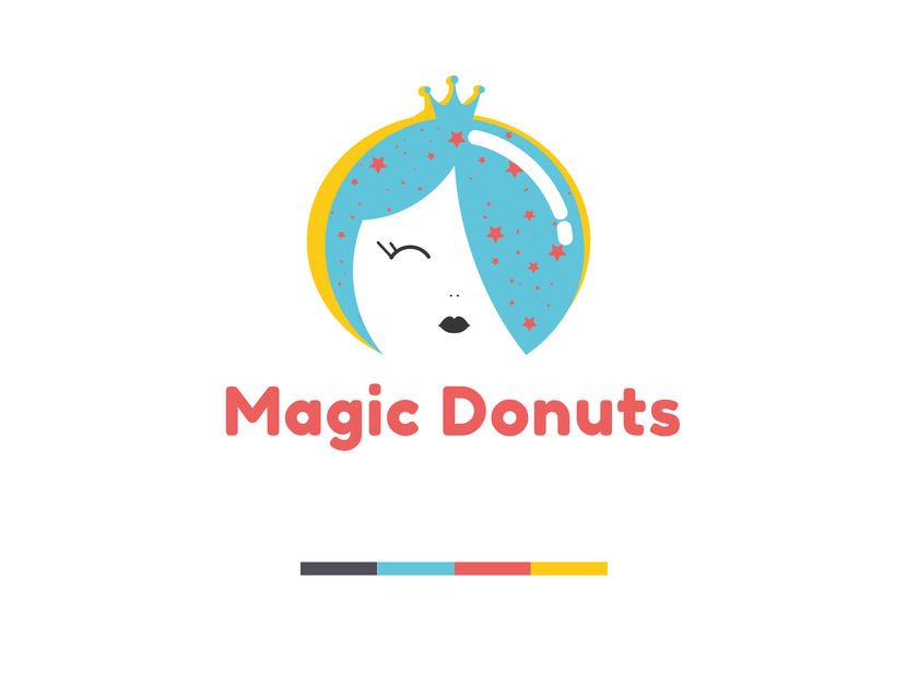 Девочка - пончик, которая приводит все волшебство в действие * Она же королева всех пончиков :) - Разработка фирменного стиля для производителя пончиков Magic Donuts