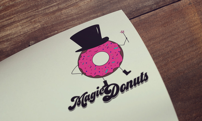 Шоколадный пончик с клубничной глазурью) - Разработка фирменного стиля для производителя пончиков Magic Donuts