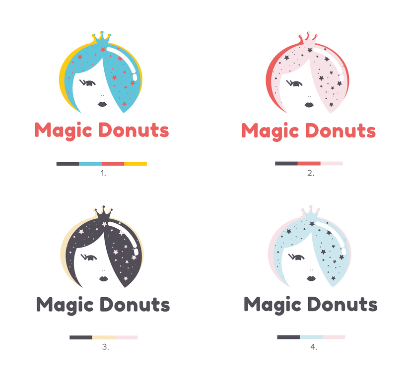 Открытый глаз + разные цветовые решения :) - Разработка фирменного стиля для производителя пончиков Magic Donuts