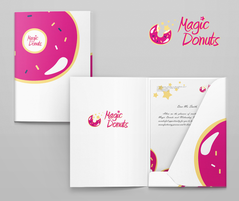 Светлый вариант папки. - Разработка фирменного стиля для производителя пончиков Magic Donuts