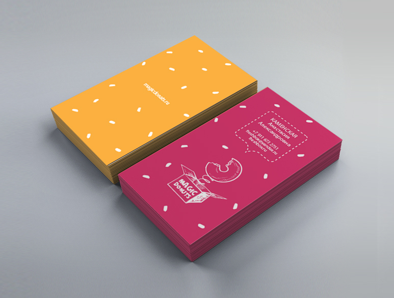визитка - Разработка фирменного стиля для производителя пончиков Magic Donuts