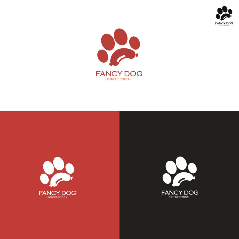1 - Разработка логотипа для сети кафе формата стрит-фуд "FANCY DOG", основа меню - хотдоги.