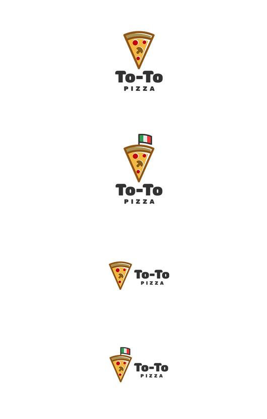 В знаке изображен кусочек пиццы в стиле минимализма и флаг Италии. - ЛОГОТИП для сети пиццерий