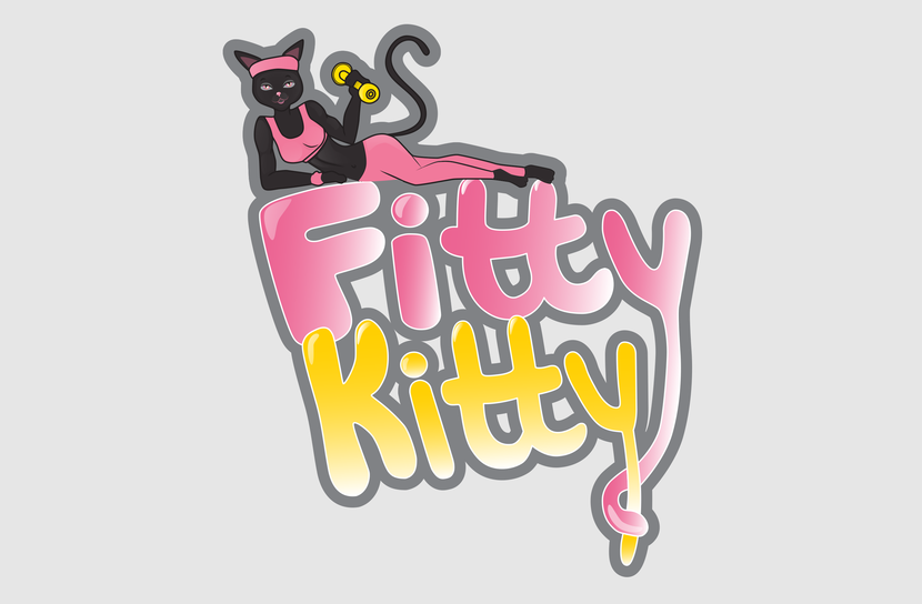 Здравствуйте. Добавлю еще вариант с измененными буквами. Надпись Fitty Kitty нарисована с нуля, и добавила насыщенности и блики. На Ваш суд. - Логотип для офлайн-магазина женской фитнес-одежды (Fitty Kitty)