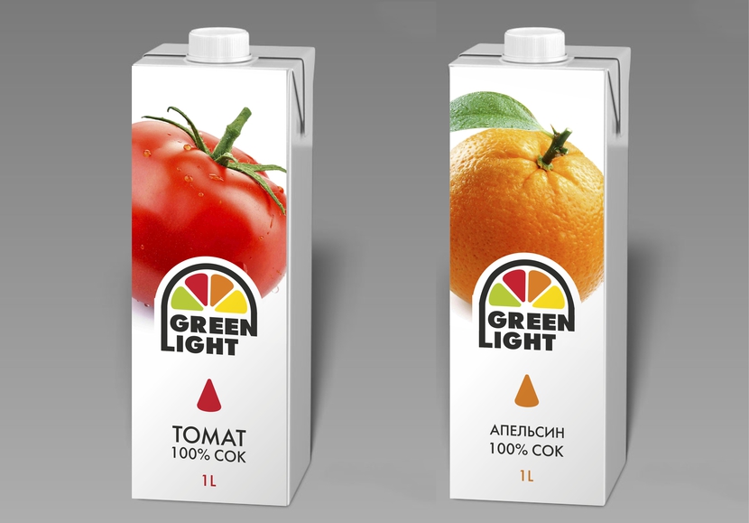 Эскиз упаковки. - Разработка дизайна коробки для сока в ТЕТРАПАКЕТЕ "Green Light"