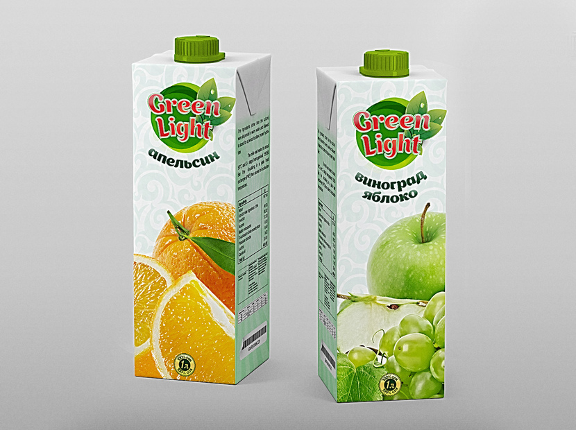 Остальные вкусы по аналогии - Разработка дизайна коробки для сока в ТЕТРАПАКЕТЕ "Green Light"