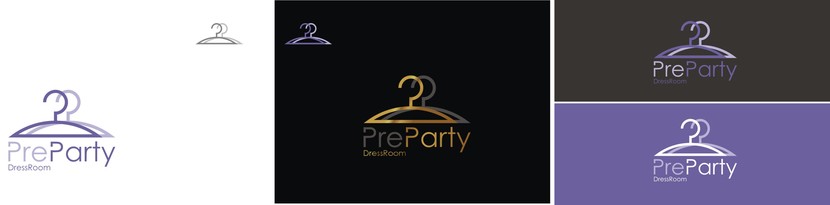 Две вешалки - два Р - разница цветов подчеркивает состояние "пред", "перед праздником", "предвкушение" и устраняет сходство с "глазами". - Логотип для сервиса аренды платьев Pre-Party DressRoom
