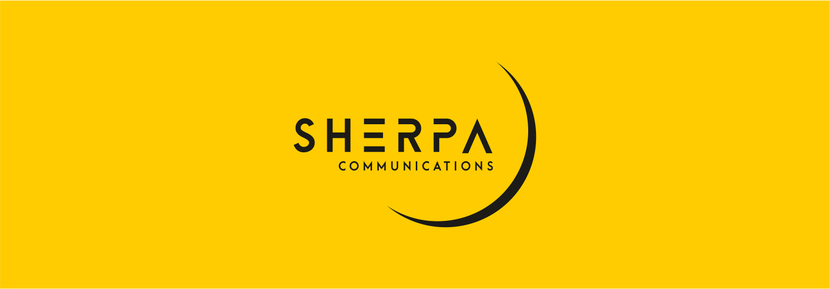 Сделал круче угол дуги. Дополнительно появился образ антенны, локатора,  собирательного зеркала, фокус которого – Sherpa. - Разработка логотипа и фирменного стиля для ПР (Public Relations, Communications) агенства