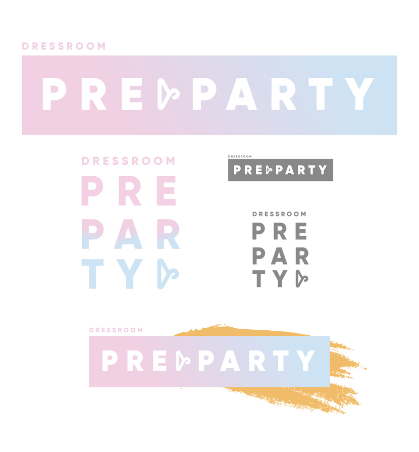 Чистота и воздушность. Вешалка похожа на значок "Play", т.к. какое "party" без музыки и красивого наряда. - Логотип для сервиса аренды платьев Pre-Party DressRoom