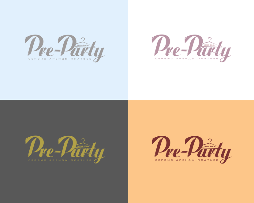 Предлагаю для вас логотип, с возможными вариантами цветовых сочетаний. - Логотип для сервиса аренды платьев Pre-Party DressRoom