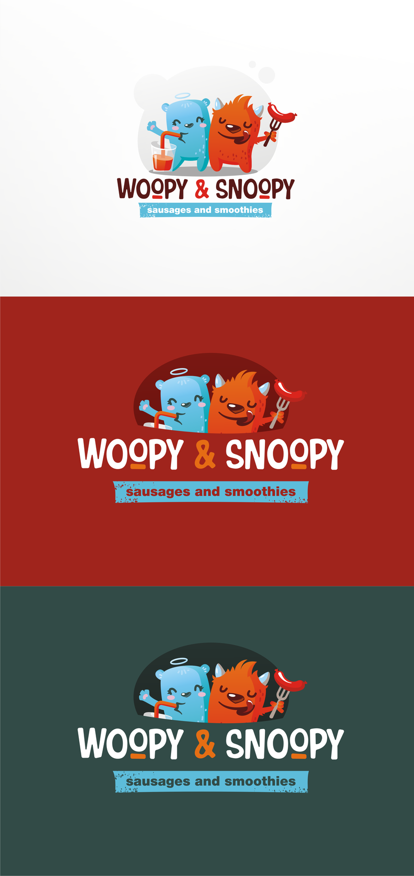 Создание логотипа для сосисочной и смузи Woopy&Snoopy  работа №469953