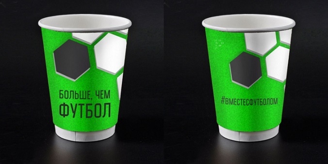 Вариант с сочным фоном - Разработка дизайна бумажного стакана "Футбольная тематика"