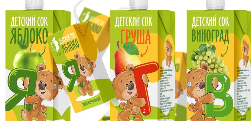 + - Разработка дизайна соков Тетрапак  1л. и 0,2л. для  Детского питания.