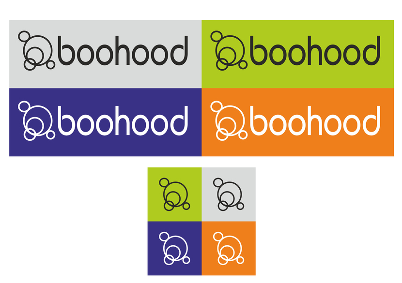 Примеры размещения логотипа на цветном фоне - Создание логотипа для компании BooHood - производство/пошив текстиля для детских колясок премиум брендов Bugaboo, Stokke, Yoyo