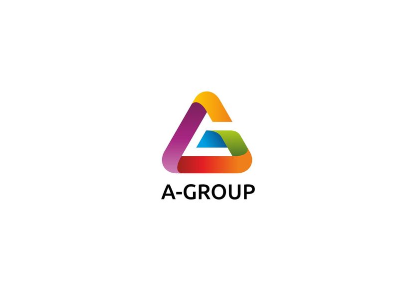Симбиоз букв А и G в виде праздничной ленты. - Логотип объединенной компании по обеспечению мероприятий "A-GROUP".