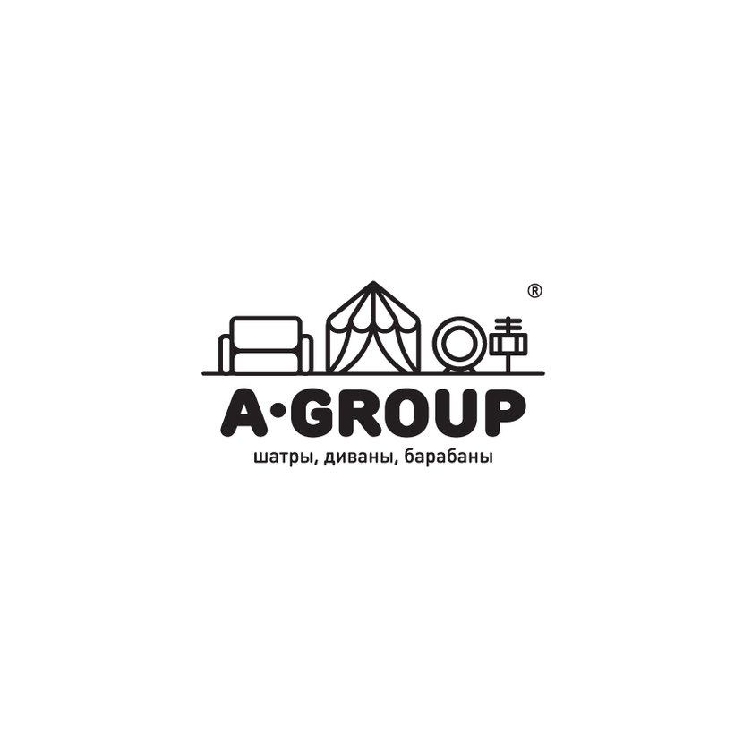 подумал и убрал колёсики ) - Логотип объединенной компании по обеспечению мероприятий "A-GROUP".