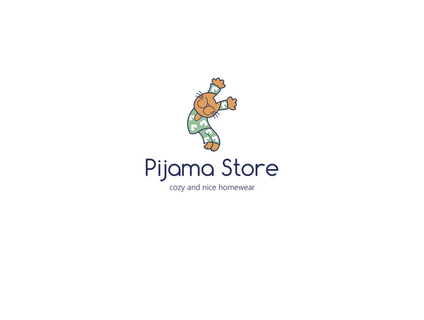 Исправил котику задние лапки и поменял шрифт - Логотип для интернет магазина по продаже домашней одежды (пижамы)