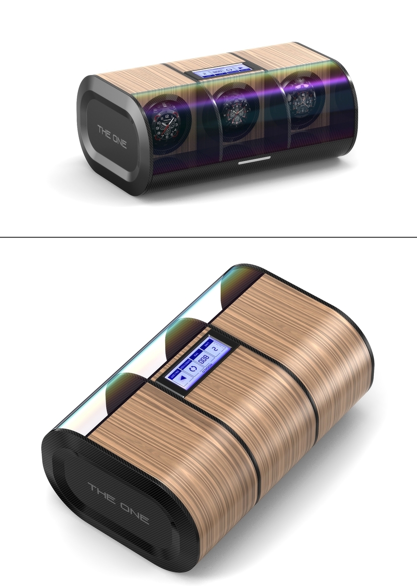 Деревянная шкатулка с сочетанием карбона,снизу ящики для украшений. - Дизайн линейки шкатулок для часов с автоподзаводом