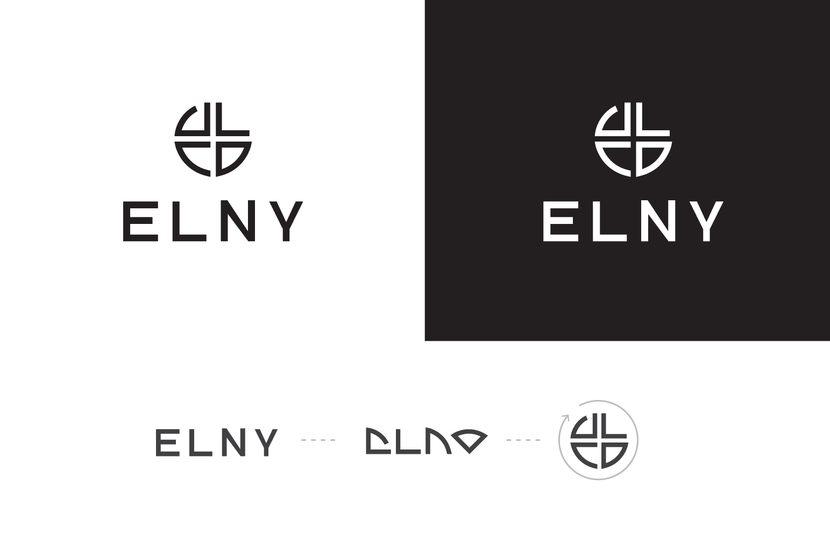 Знак состоит из стилизованных букв elny, расположенных по кругу. - Фирменный стиль для бренда ELNY
