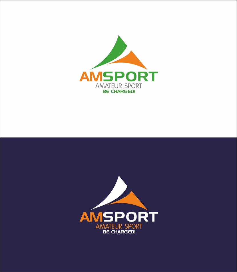 а - создание логотипа для международного движения любителей спорта Amsport