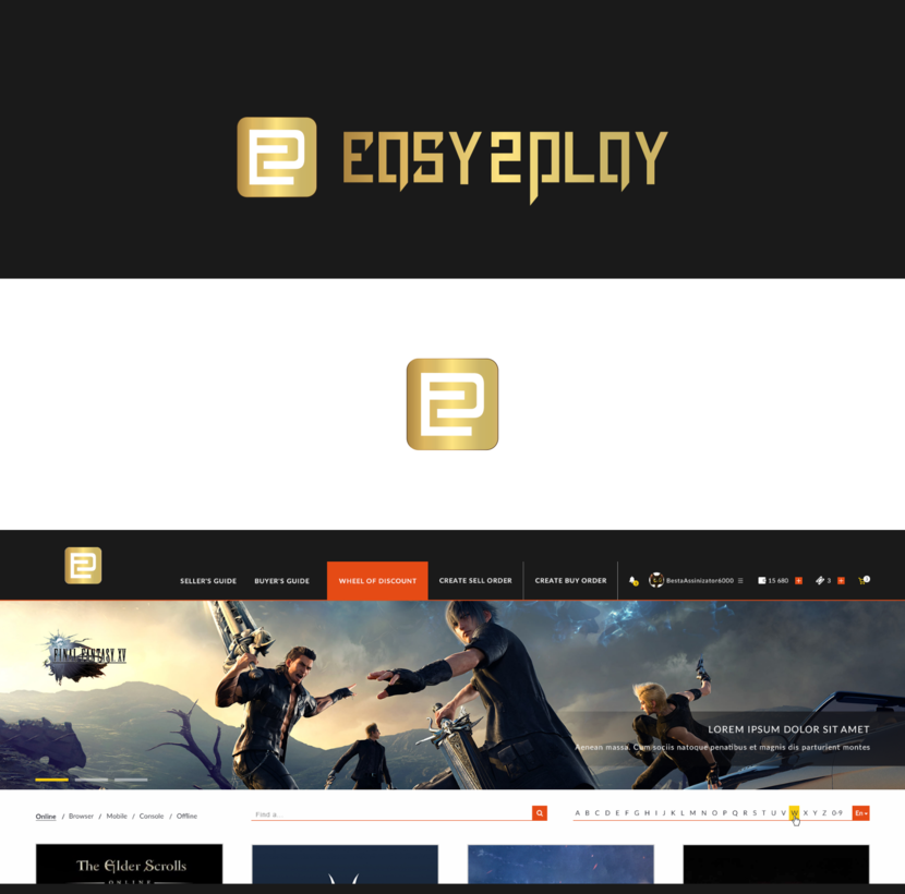 + - Логотип маркетплейса для продажи внутриигровой валюты, предметов и услуг Easy2Play