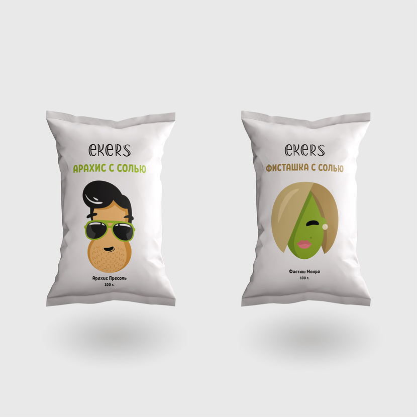 Дизайн упаковки солёных орехов/снэков  -  автор Мария Александрова