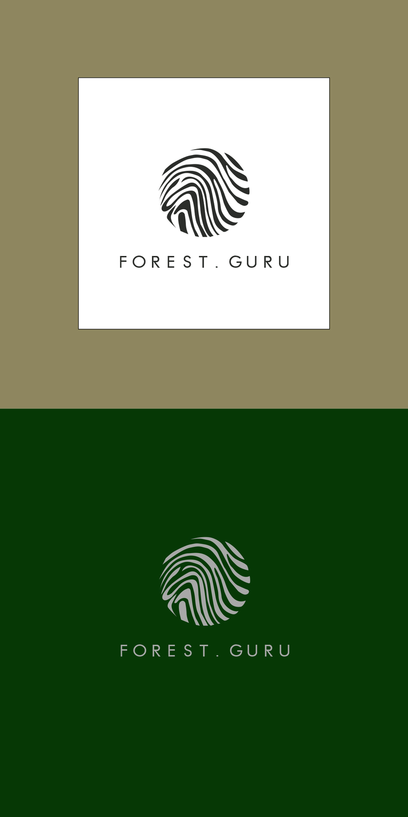 Символ представляет собой вписанную в круг древесную структуру, второй его смысл - отпечаток пальца, как знак эксклюзивности, штучности и индивидуального подхода к клиенту. - Разработка логотипа для forest.guru