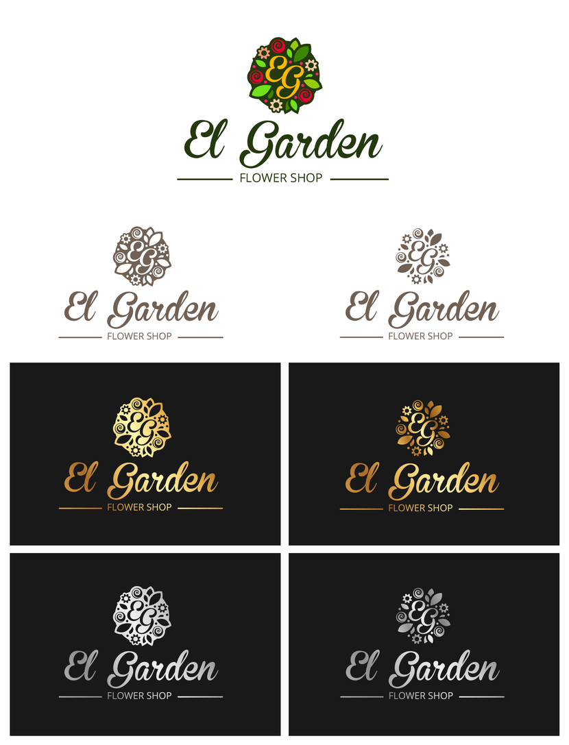 Вариация ранее представленной работы, с внедренными в букет буквами EG + полноцвет. "Тиснение" так же выполнено в 2х вариациях. - Разработка логотипа для сети Цветочных Бутиков El Garden