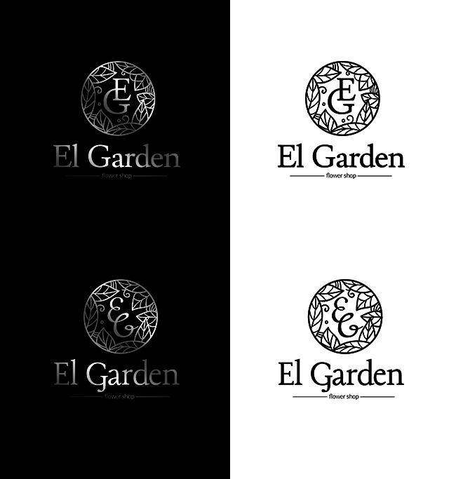 В круг разместила монограммы из предыдущих вариантов. - Разработка логотипа для сети Цветочных Бутиков El Garden