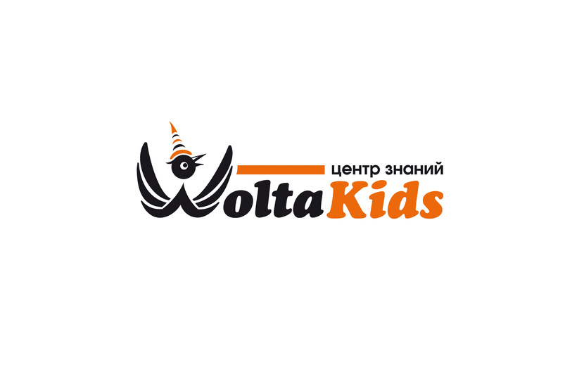 Символом логотипа стал любознательный Галчонок, готовый взлететь к знаниям - Разработка логотипа  Wolta kids