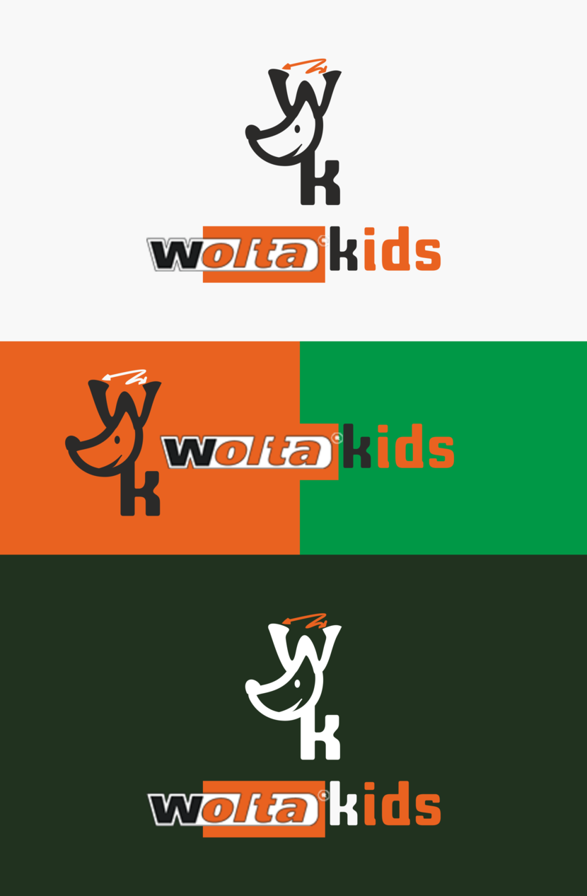 Любопытный щенок из двух первых букв... - Разработка логотипа  Wolta kids
