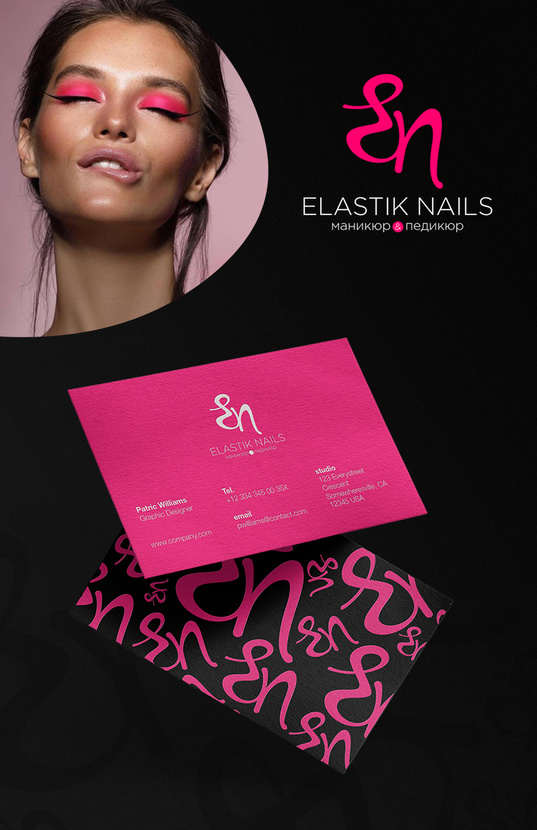ELASTIK NAILS black&pink - Логотип и айдентика для студии маникюра
