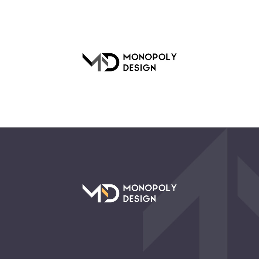 Между M D - стрелка (символизирует рост и развитие) - Разработка лого и фирменного стиля для дизайн студии