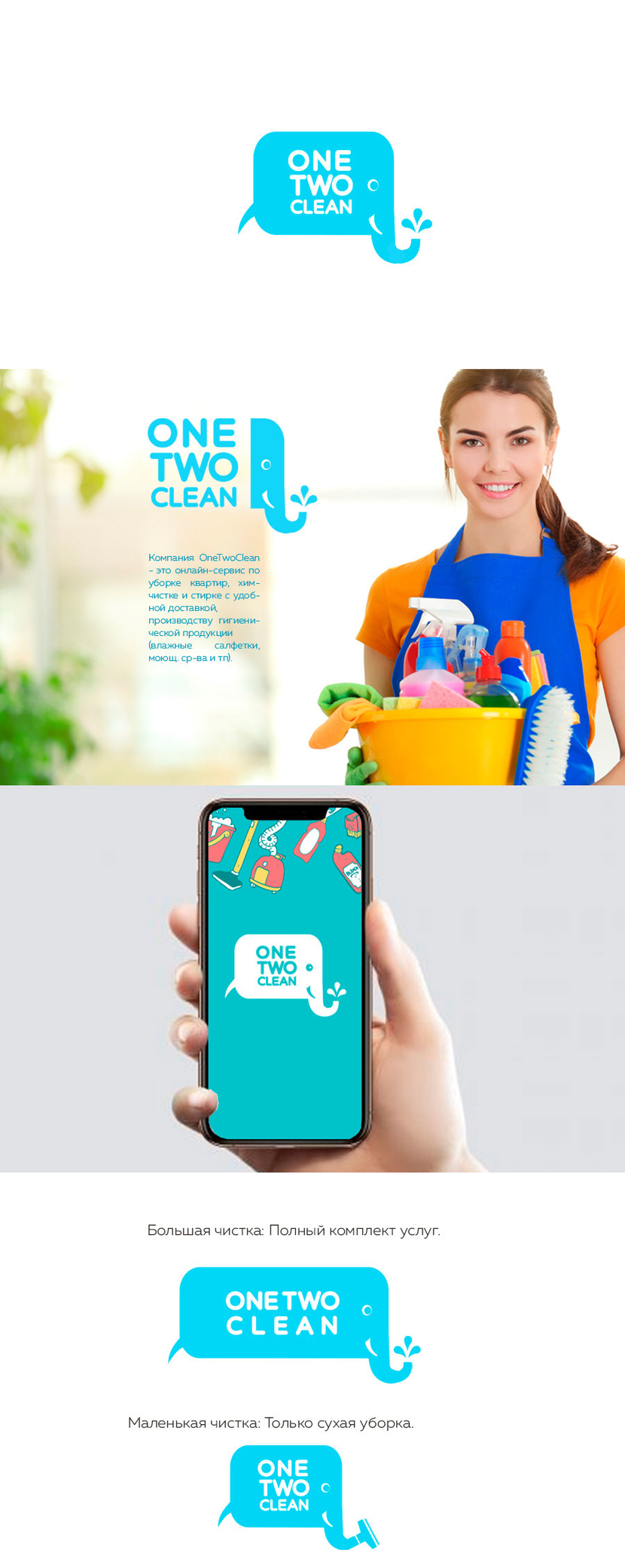 Разработка логотипа и фиренного стиля для онлайн-сервиса по уборке квартир, химчистке и стирке с удобной доставкой  -  автор Павел Талпа