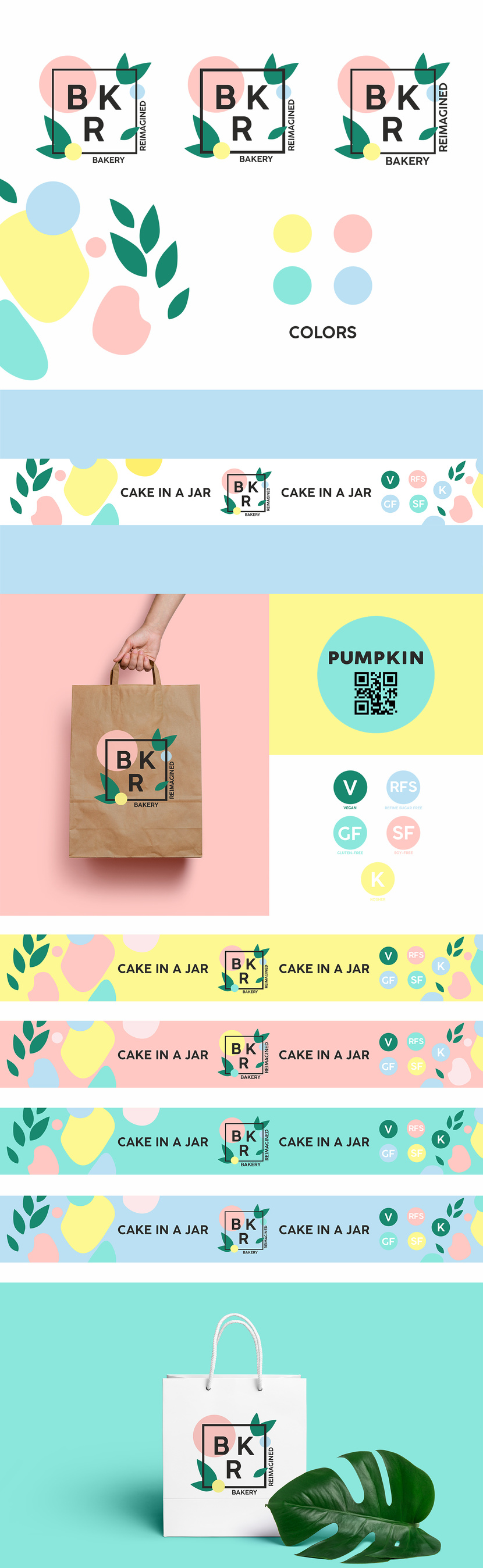 Еще вариант цветового решения) - Логотип и Дизайн Клейкой Ленты (Washi Tape) для Производителя Веганских Десертов в Банке