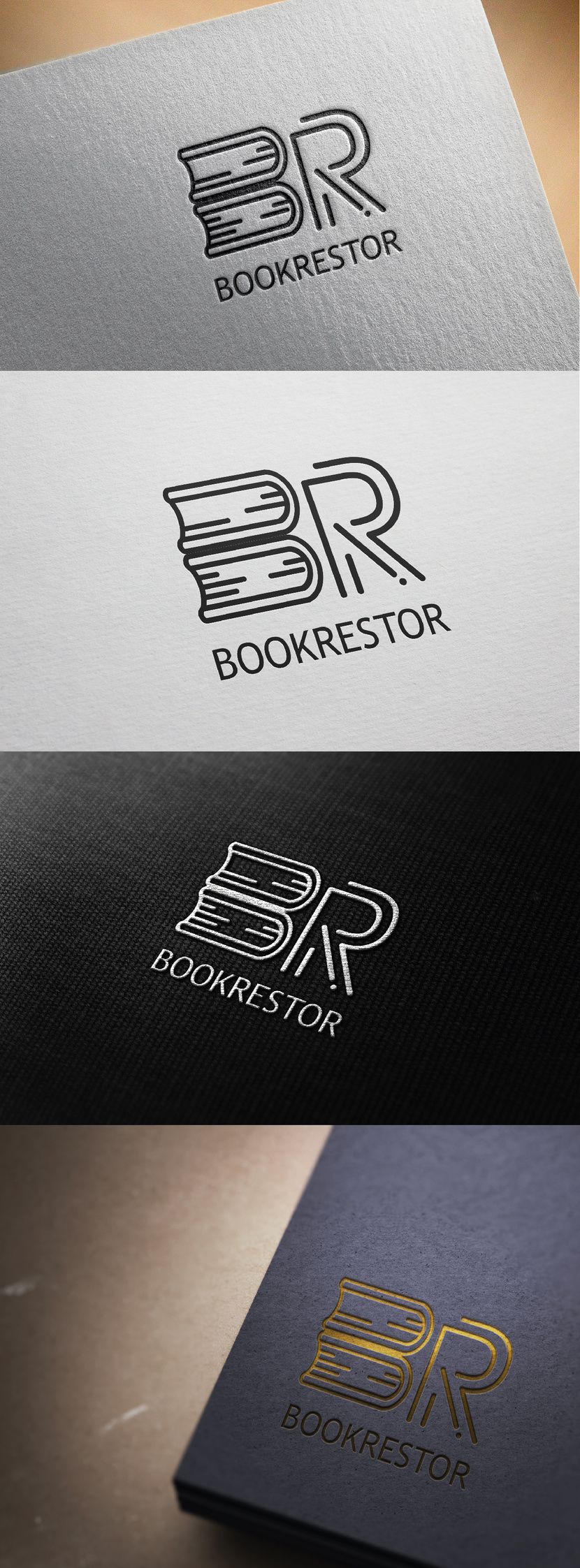 Logo BOOKRESTOR Логотип для мастерской которая занимается реставрацией книг и рукописей,  так же гравюр, карт.