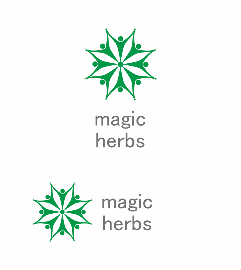Magic Herbs без заглавных букв с переносом herbs на следующую строку. В случае необходимости, готов внести любые изменения, а также сделать подборку написания текста "magic herbs" с различными вариантами шрифтов, в том числе, уникальными. - Разработка логотипа для косметических продуктов Magic Herbs.