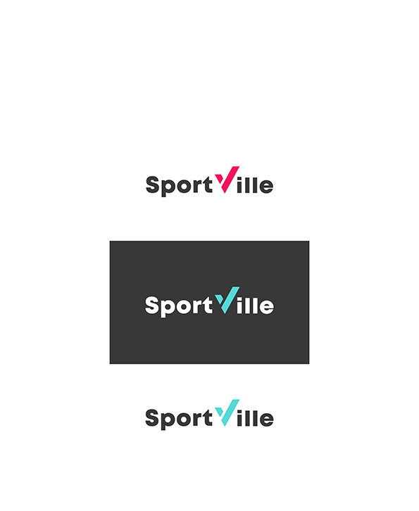 Буква V как символ победы (виктории), галочка - место, которое вам нужно - здесь!, а так же запоминающийся значок - Создание логотипа спортивного комплекса SportVille