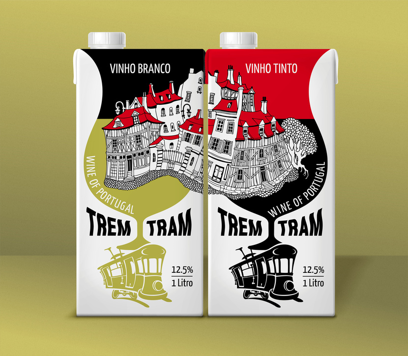 Дизайн подается в дуэте Дизайн Тетрапака для вина "Trem Tram"
