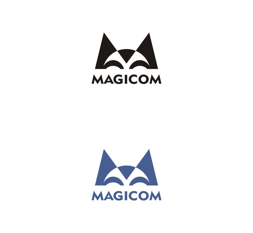 Знак - М стилизована под голову кошки / сфинкса - Логотип для MAGICOM