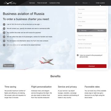 Bysky.by ~ Website for private airline