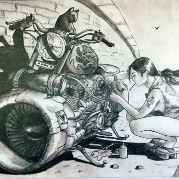 Девушка и аэроцикл