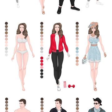 Иллюстрации Fsshion с образами мужчины и женщины