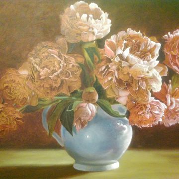 Пионы. Масло. Послойная техника