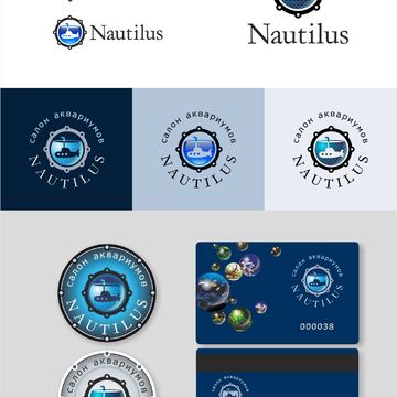 Логотип и элементы фирменного стиля салона аквариумов
