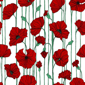 Бесшовный паттерн с маками