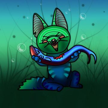 Рисунок-Аватар - морской котенок Тайд с рыбкой