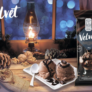 Коллаж с изображением мороженого марки Вельвет