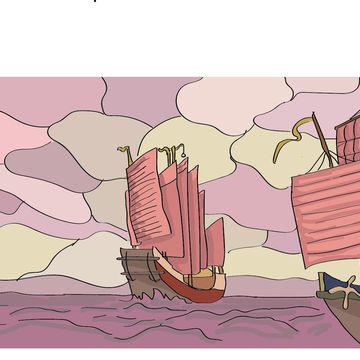 Иллюстрация. Море и корабль