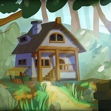 Иллюстрация домик в лесу